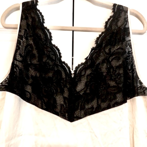 NWT ALL SAINTS Celeste Cream Satin Black Lace Boho Midi Shift Dress 10 MSRP $249 - Picture 7 of 12